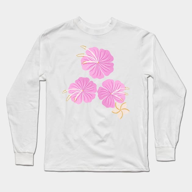 Pink hibiscus flowers Long Sleeve T-Shirt by Home Cyn Home 